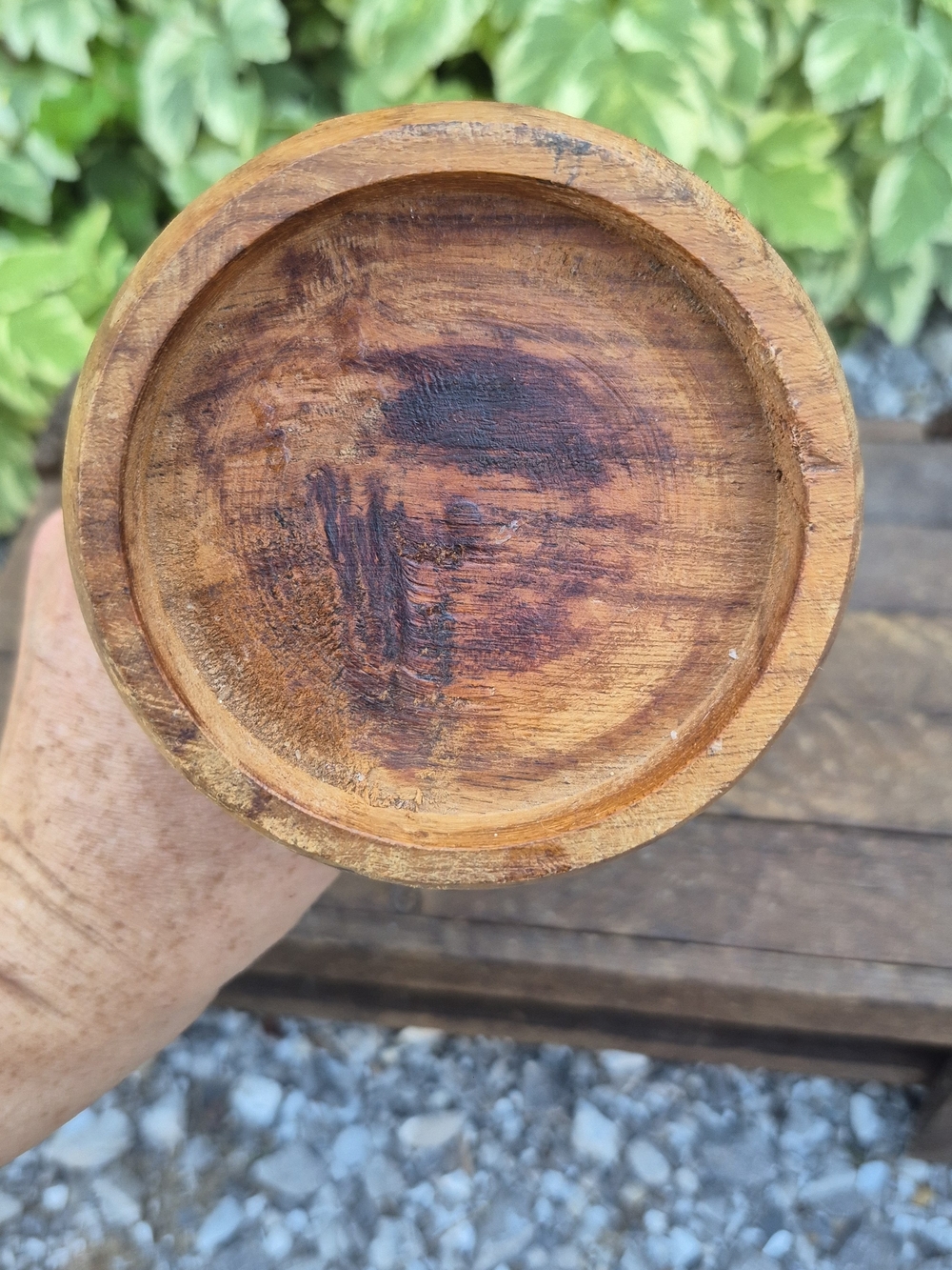 Vintage Hand Carved Wooden Pillar Candle Holder Stand | Rustic Boho Floral - Picture 11 of 13